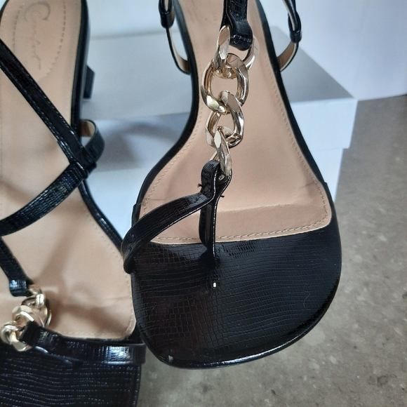 Cato C Comfort Slingback Sandals Black Gold Chain Accents Women's Size 10 - Picture 14 of 14